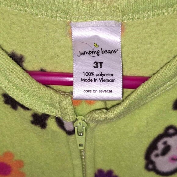 Toddler Size 3T Girls Monkey Pajamas, Footed Pjs, Jumping Beans - Picture 3 of 10
